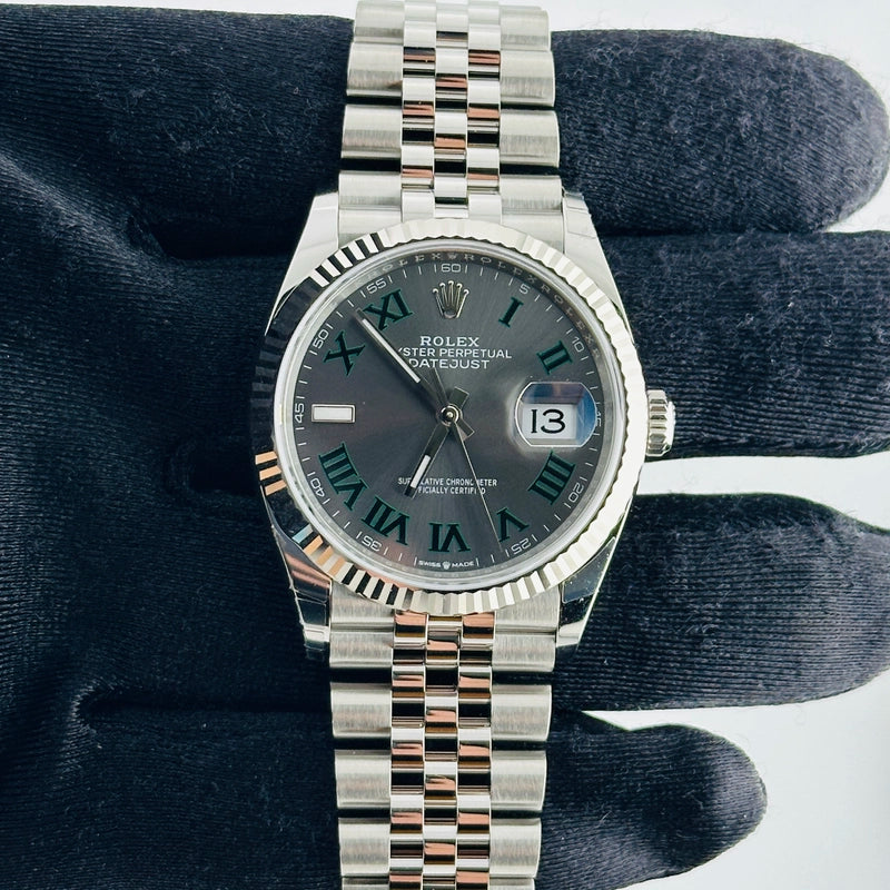 Rolex Datejust 36 Slate Roman Dial on Jubilee Ref 126234 with New Style Card Green 2026
