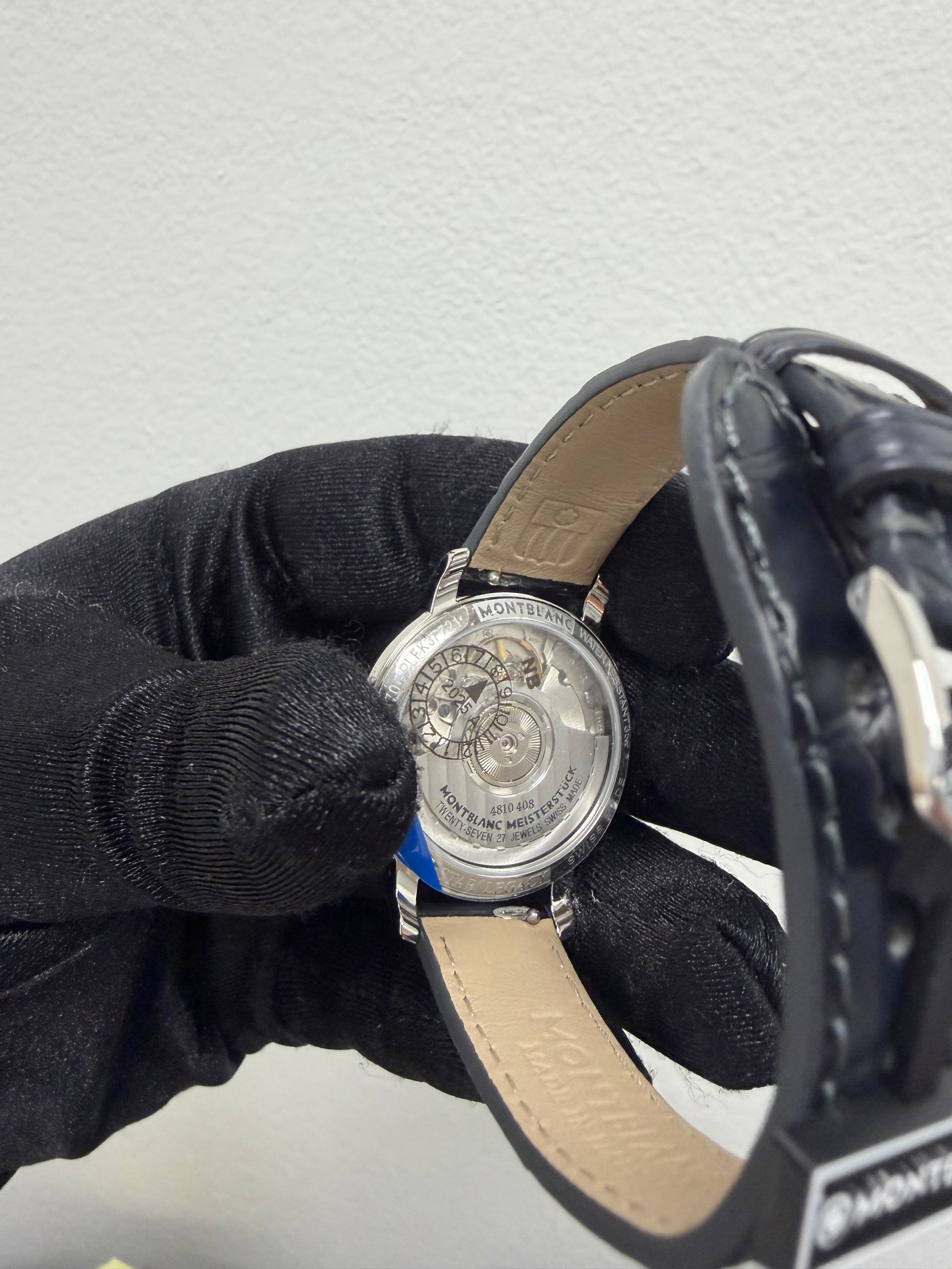 Montblanc Star Legacy Silver With Factory Diamonds Dial on Grey Leather Ref. 118534 Card Open Date — view 5