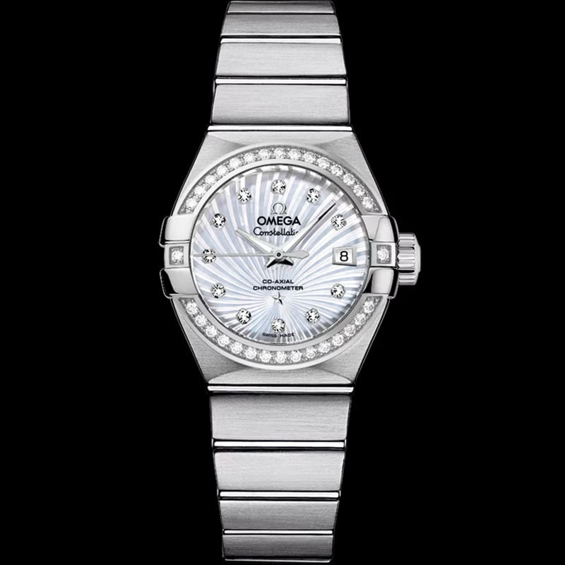 Omega Constellation White M.O.P. Diamond Dial on Steel Ref. 123.15.27.20.55.001 Card 2022