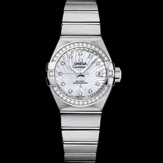 Omega Constellation White M.O.P. Diamond Dial on Steel Ref. 123.15.27.20.55.001 Card 2022