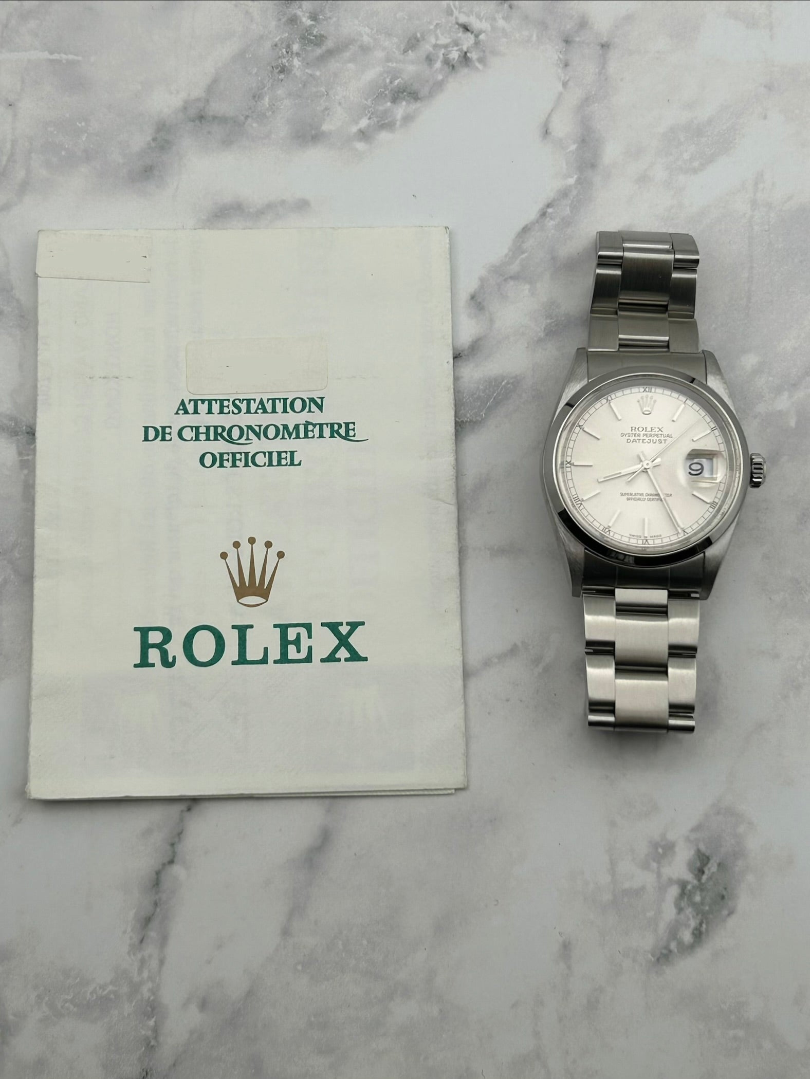 Rolex Datejust 36 Silver Stick Dial on Jubilee Ref. 16200 Papers 2000 — view 7