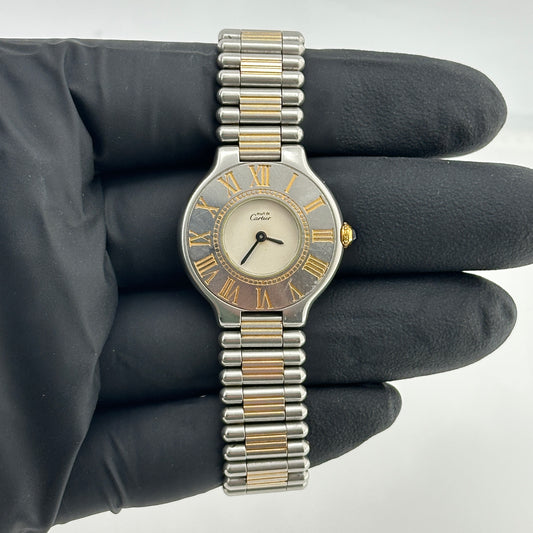 Cartier Must 21 Silver Dial on 2 Tone Bracelet Ref. W10050F4 Papers 1999 — view 2