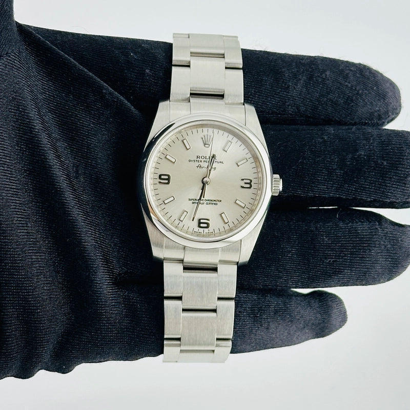 Rolex Oyster Perpetual Silver Stick 369 Dial on Oyster Ref 114200 with Card Old Green 2010