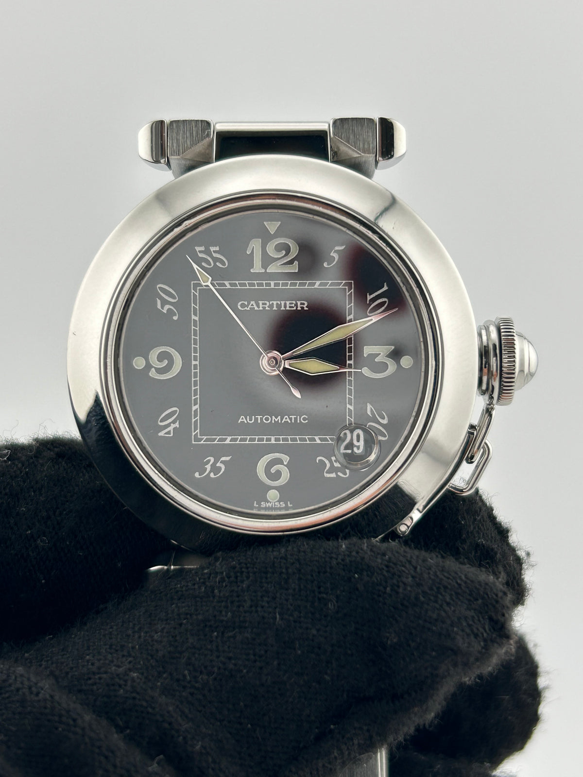 Cartier Pasha C Black Dial on Stainless Steel Bracelet Ref. W31043M7 — view 3