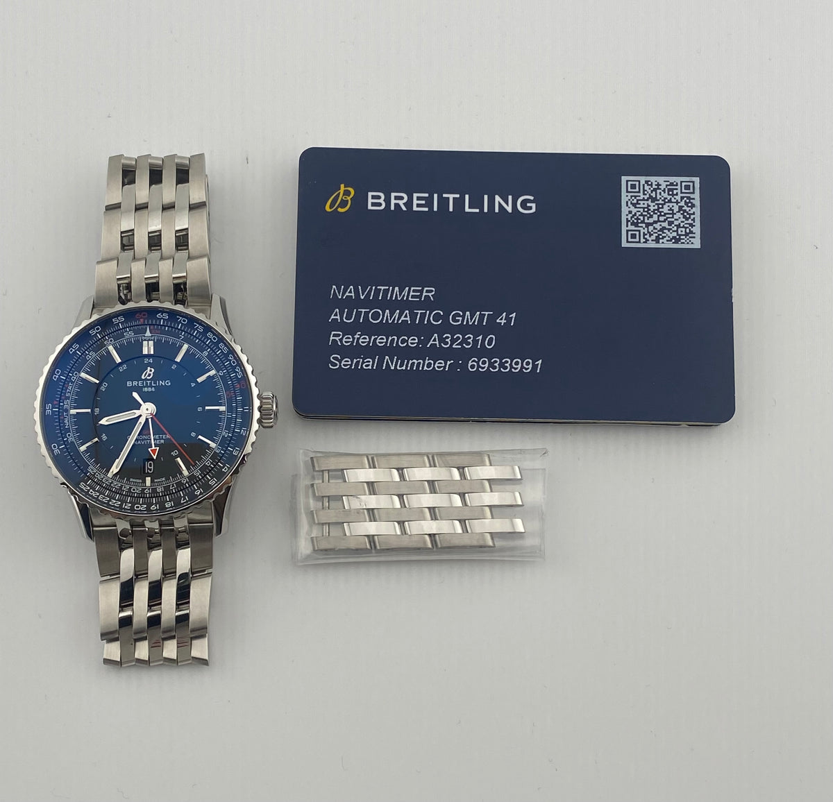 Breitling Navitimer Automatic Gmt Black Dial on Stainless Steel Bracelet Ref. A32310251B1A1 Card Open Date — view 7