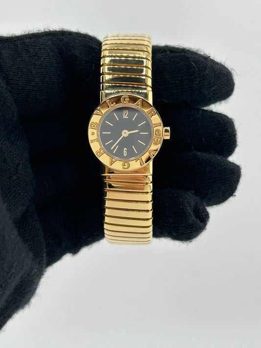 Bvlgari Mini Tubogas Black Dial on Yellow Gold Bracelet Ref. BB192T Papers 1996 — view 2