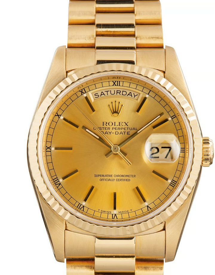 Rolex Daydate Champagne Stick Dial on President Ref. 18238 Papers 1991