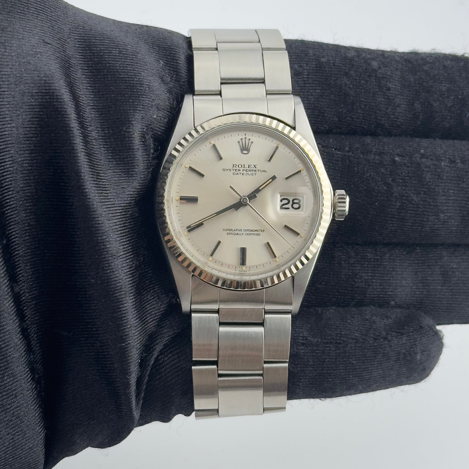 Rolex Datejust Silver Stick Dial on Oyster Ref. 1601 1969