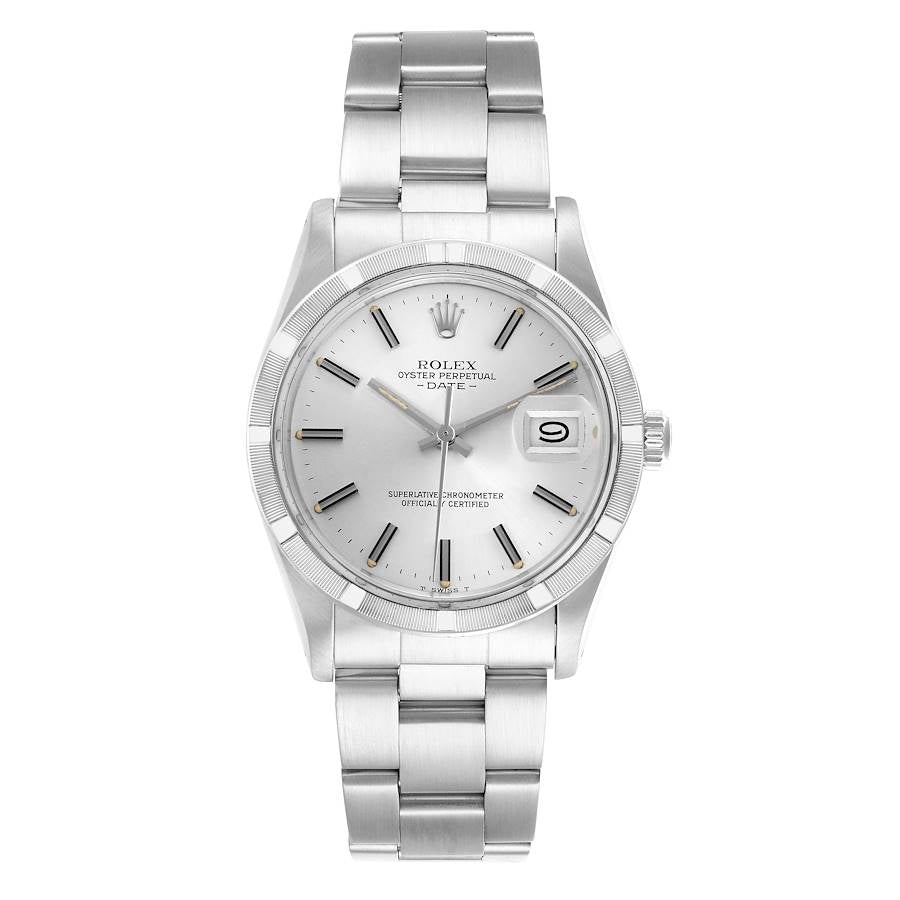 Rolex Oyster Perpetual Date Silver Stick / Has Spots Dial on Oyster Bracelet Ref. 15010 1984