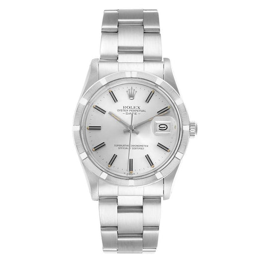 Rolex Oyster Perpetual Date Silver Stick / Has Spots Dial on Oyster Bracelet Ref. 15010 1984