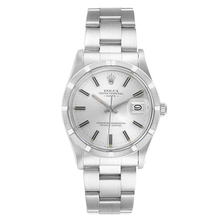 Rolex Oyster Perpetual Date Silver Stick / Has Spots Dial on Oyster Bracelet Ref. 15010 1984
