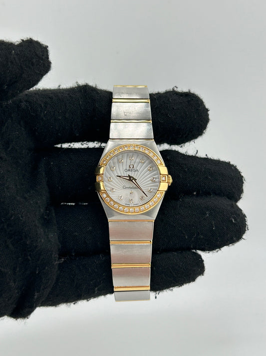 Omega Constellation Silver Diamond Dial on 2 Tone Yellow Gold / Stainless Steel Bracelet Ref. 123.25.24.60.55.004 Complete 2015 — view 2