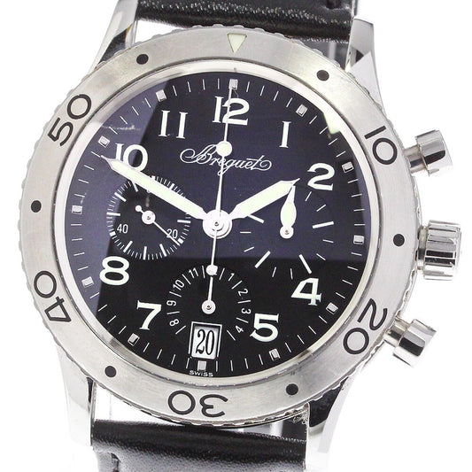 Breguet Type XX Black Dial on Leather Ref 3820ST