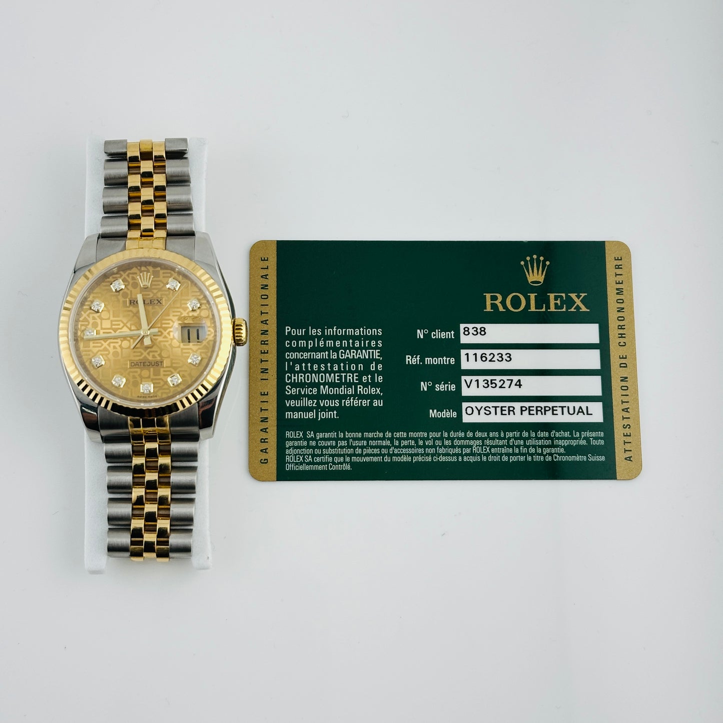 Rolex Datejust Gold Anniversary Diamond Dial Dial on Jubilee Ref. 116233 Card 2009 — view 5