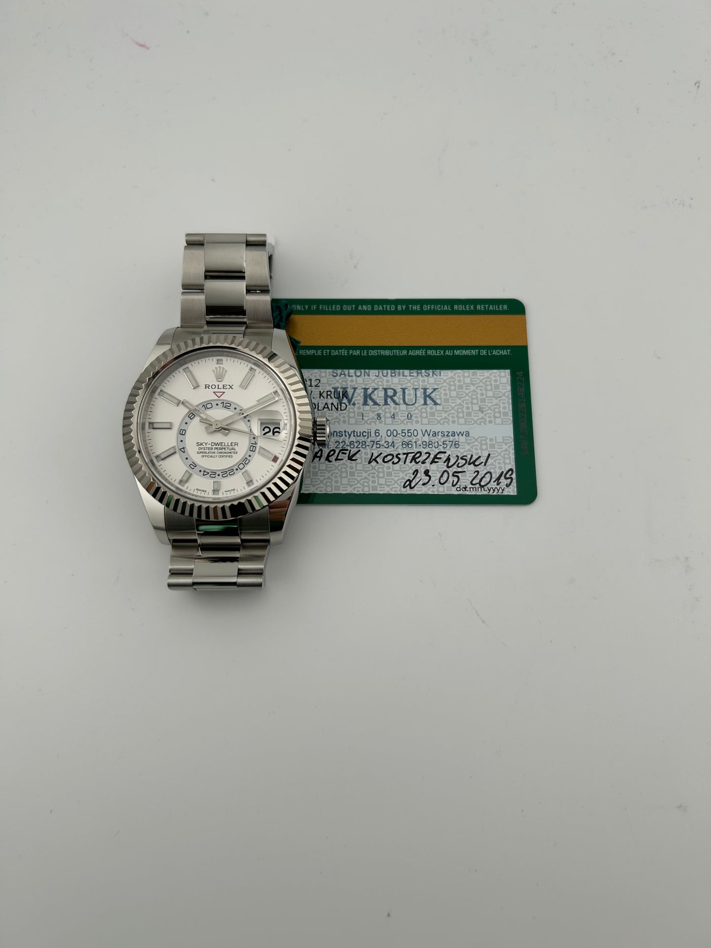 Rolex SkyDweller White Index Dial on Oyster Bracelet Ref. 326934 Card 2019 — view 7