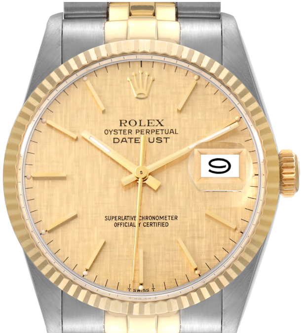 Rolex Datejust 36 Champagne Linen Stick Dial on Jubilee Ref. 16013