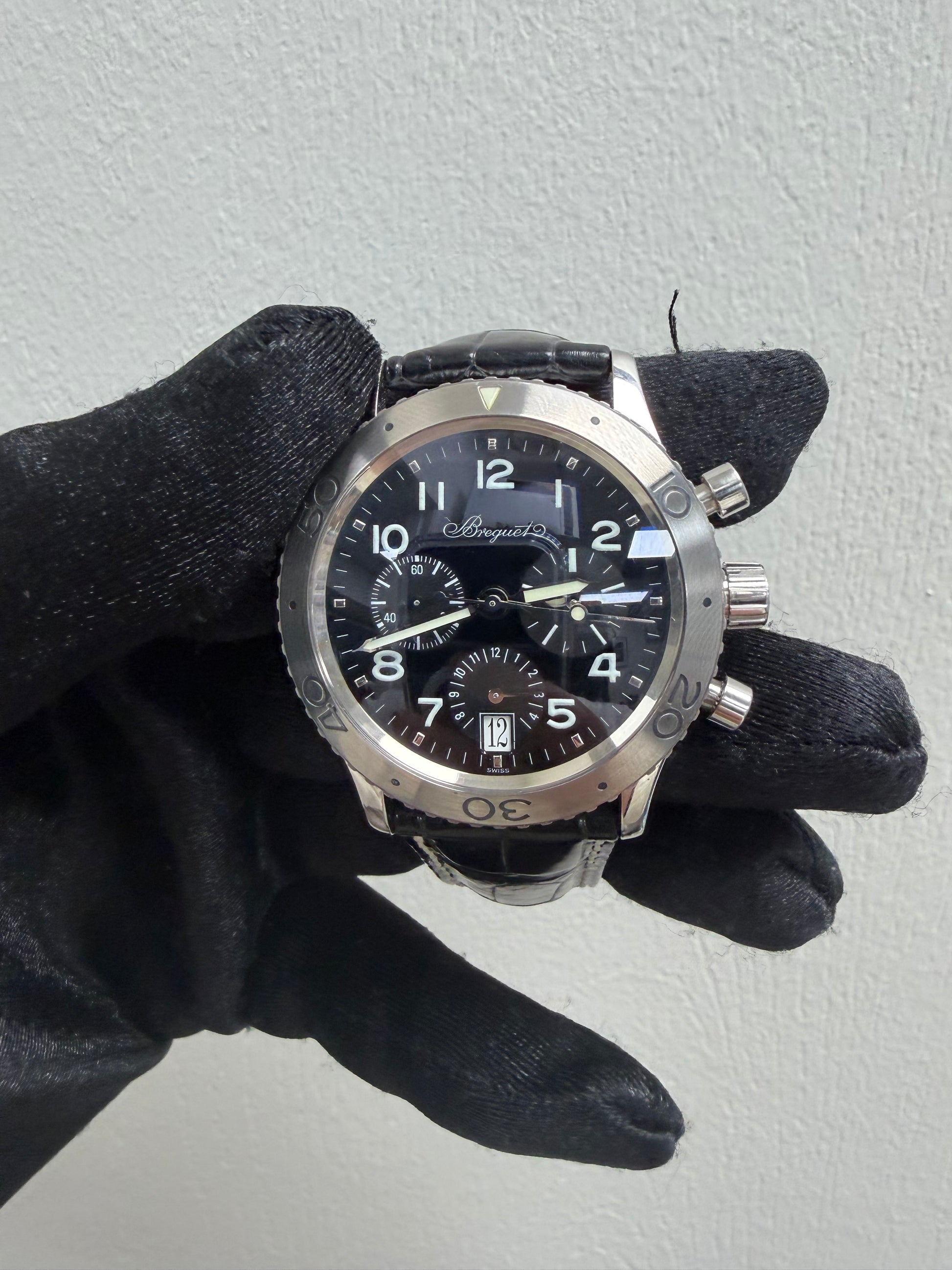 Breguet Type XX Black Dial on Leather Ref. 3820ST — view 2
