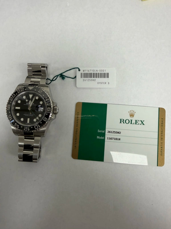 Rolex GMT-Master II Black Dial on Oyster Ref 116710LN with New Style Card White 2016
