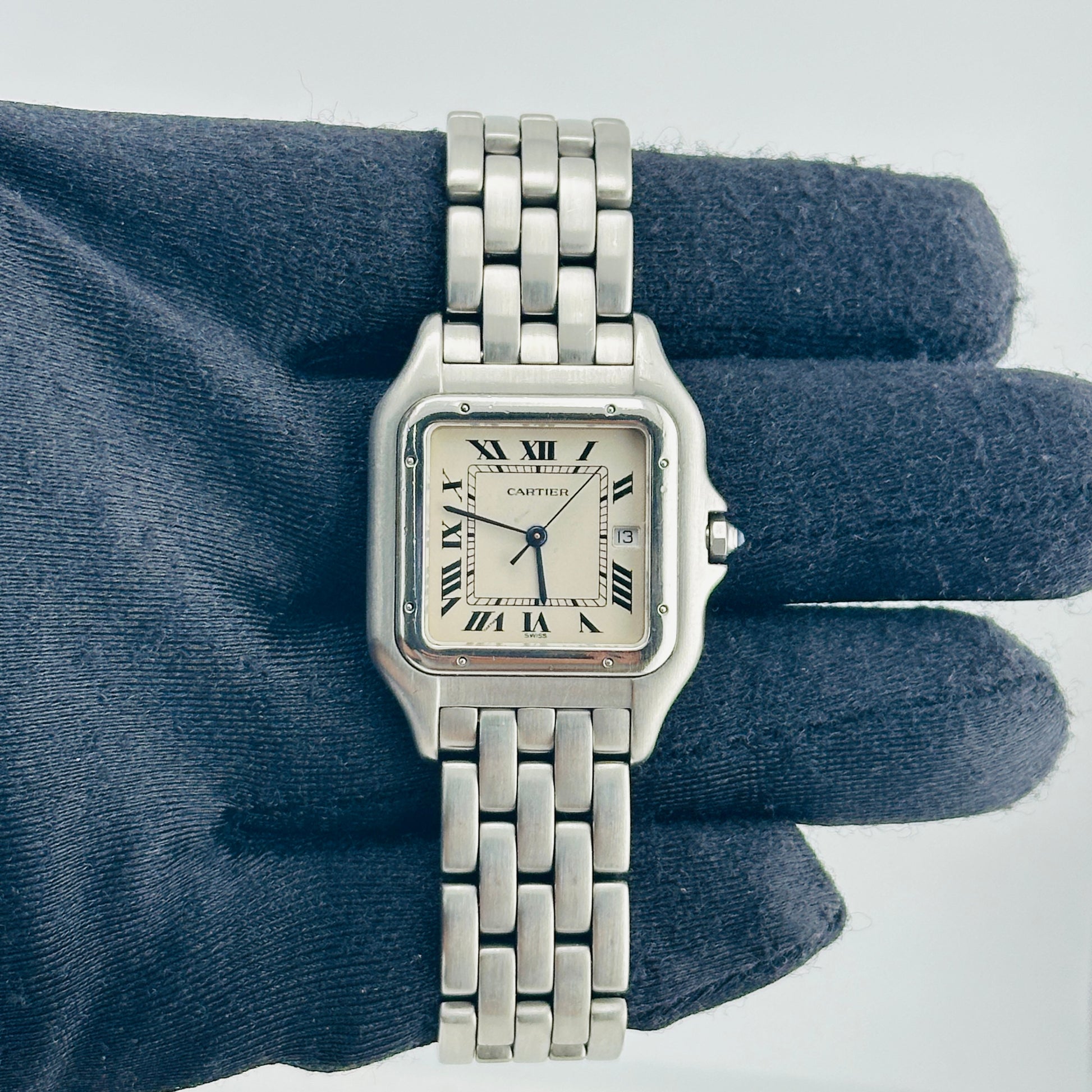 Cartier Panthere Jumbo Silver Roman Dial on Stainless Steel Bracelet Ref. 1300 — view 2