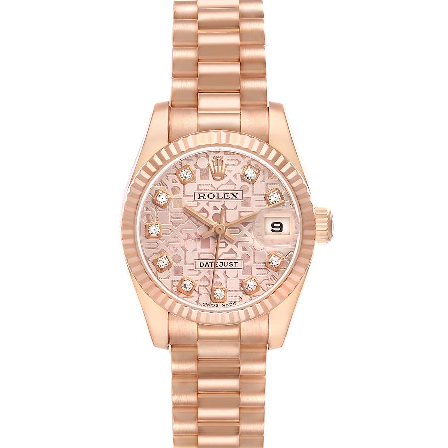 Rolex Datejust Lady President Pink Anniversary Diamond Factory Dial on President Bracelet Ref. 179175 Card 2013