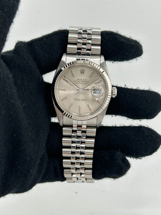 Rolex Datejust 36 Silver Stick Dial on Jubilee D Link Bracelet Ref. 16014 1985 — view 2