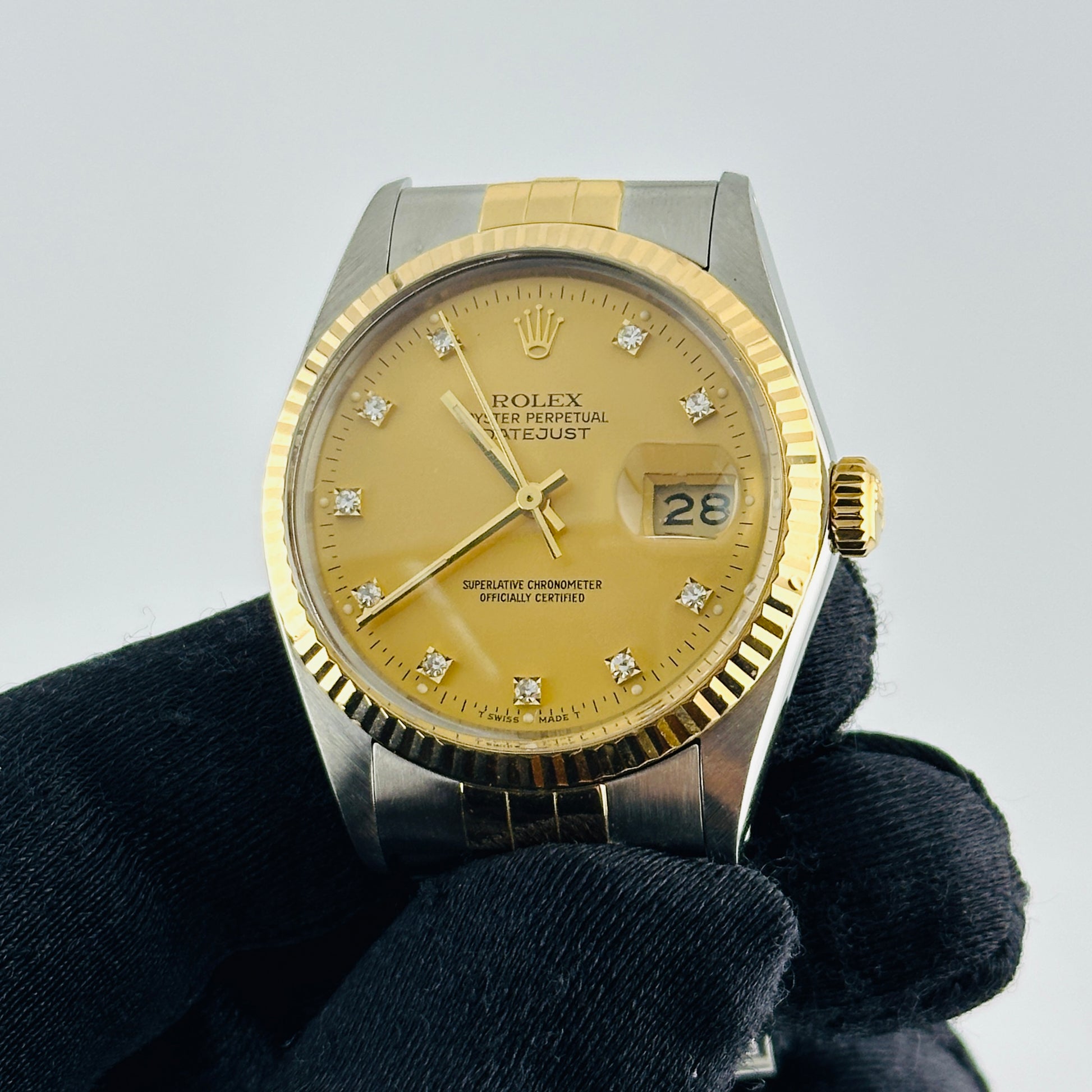 Rolex Datejust Champagne Diamond Factory Dial on D Link Jubilee Ref. 16013G 1988 — view 3
