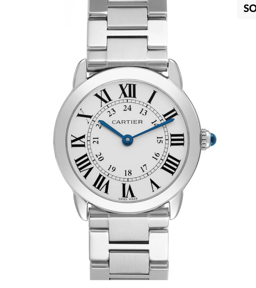 Cartier Ronde Solo Silver Roman Dial on Stainless Steel Bracelet Ref. W6701004 Papers 2011