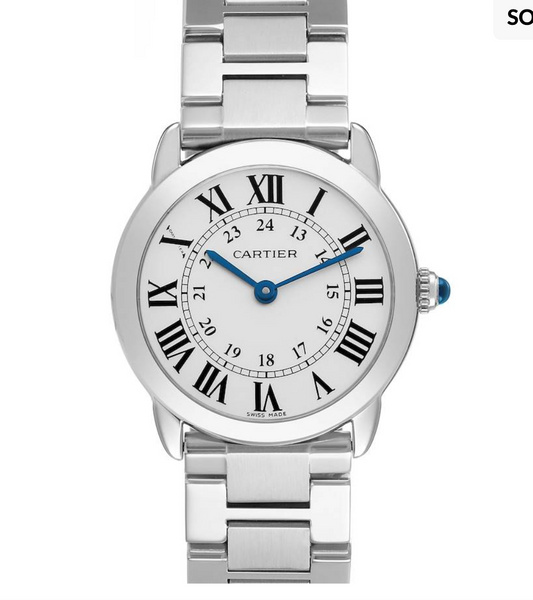 Cartier Ronde Solo Silver Roman Dial on Stainless Steel Bracelet Ref. W6701004 Papers 2011