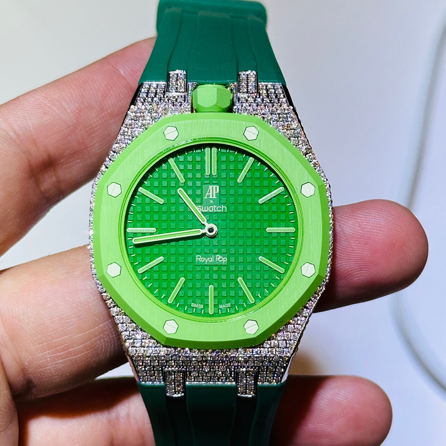 Audemars Piguet X Swatch Royal Pop Green Eight Green Dial on Rubber Strap Ref. SSX03G100N Complete 2026 — view 7