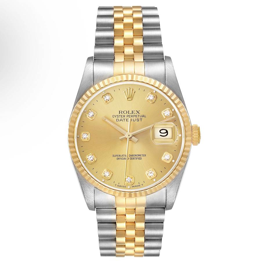 Rolex Datejust Champagne Diamond Dial on D Link Jubilee Ref. 16233 Papers 1995