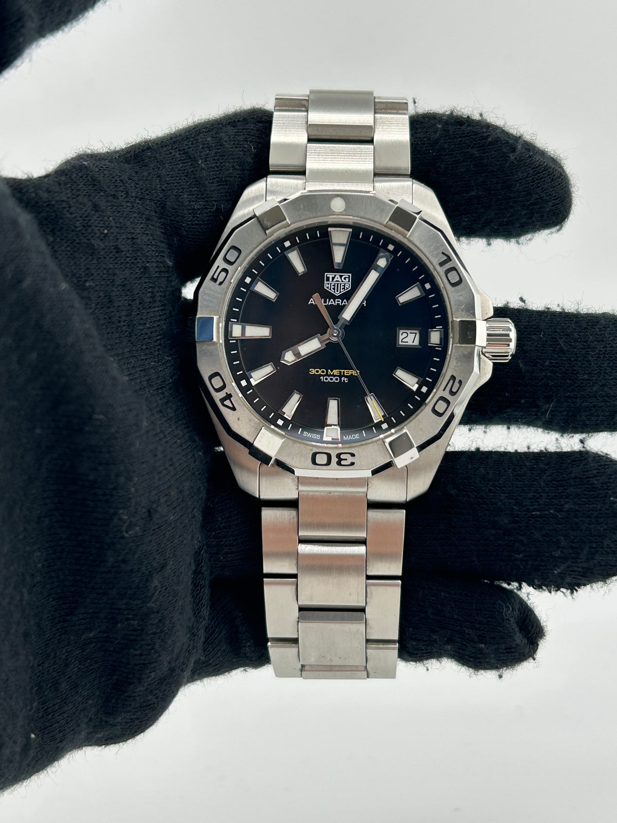 Tag Heuer Aquaracer Black Dial on Stainless Steel Bracelet Ref. WBD1110.BA0928 — view 2