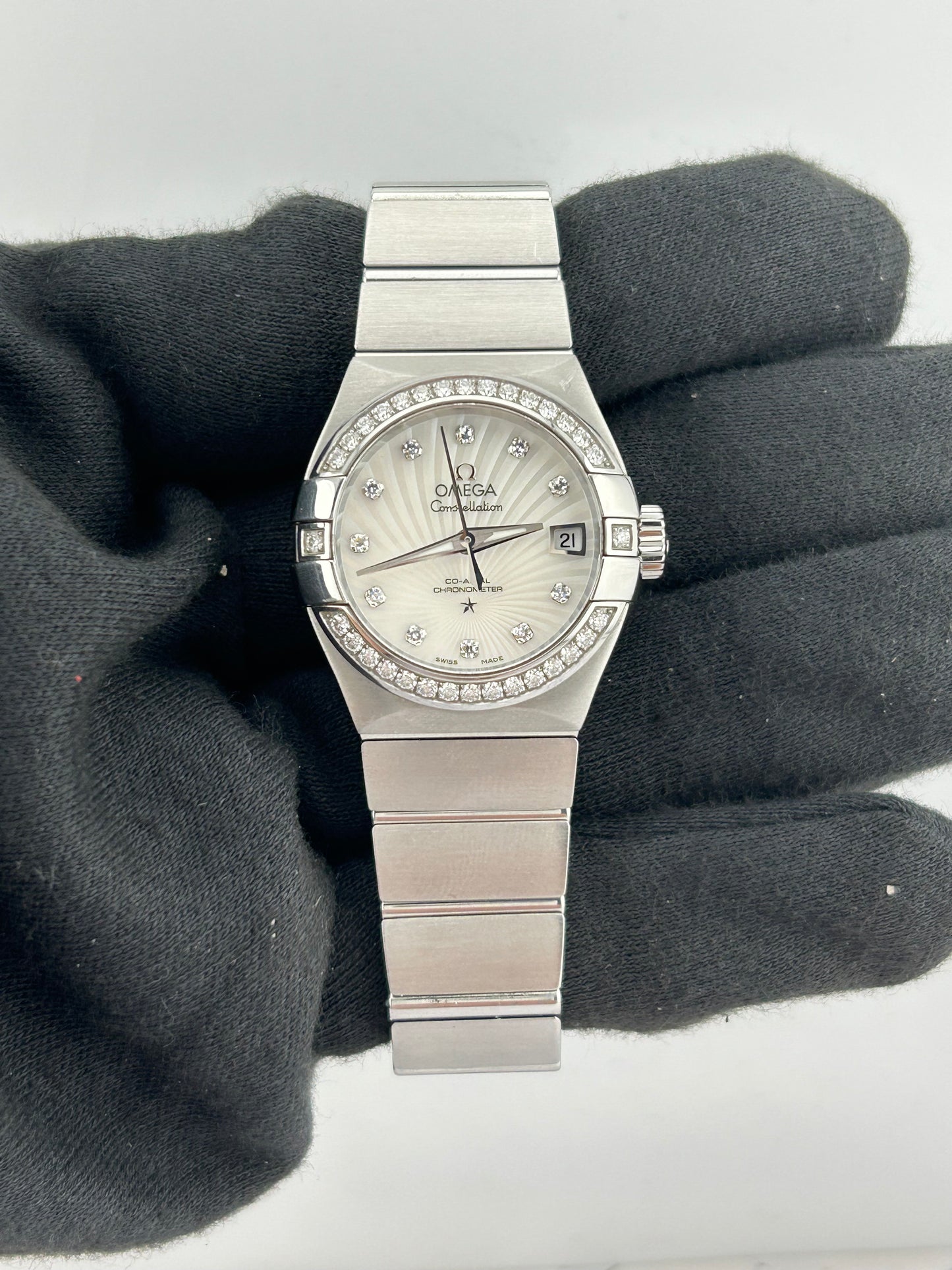 Omega Constellation White M.O.P. Diamond Dial on Steel Ref. 123.15.27.20.55.001 Card 2022 — view 2