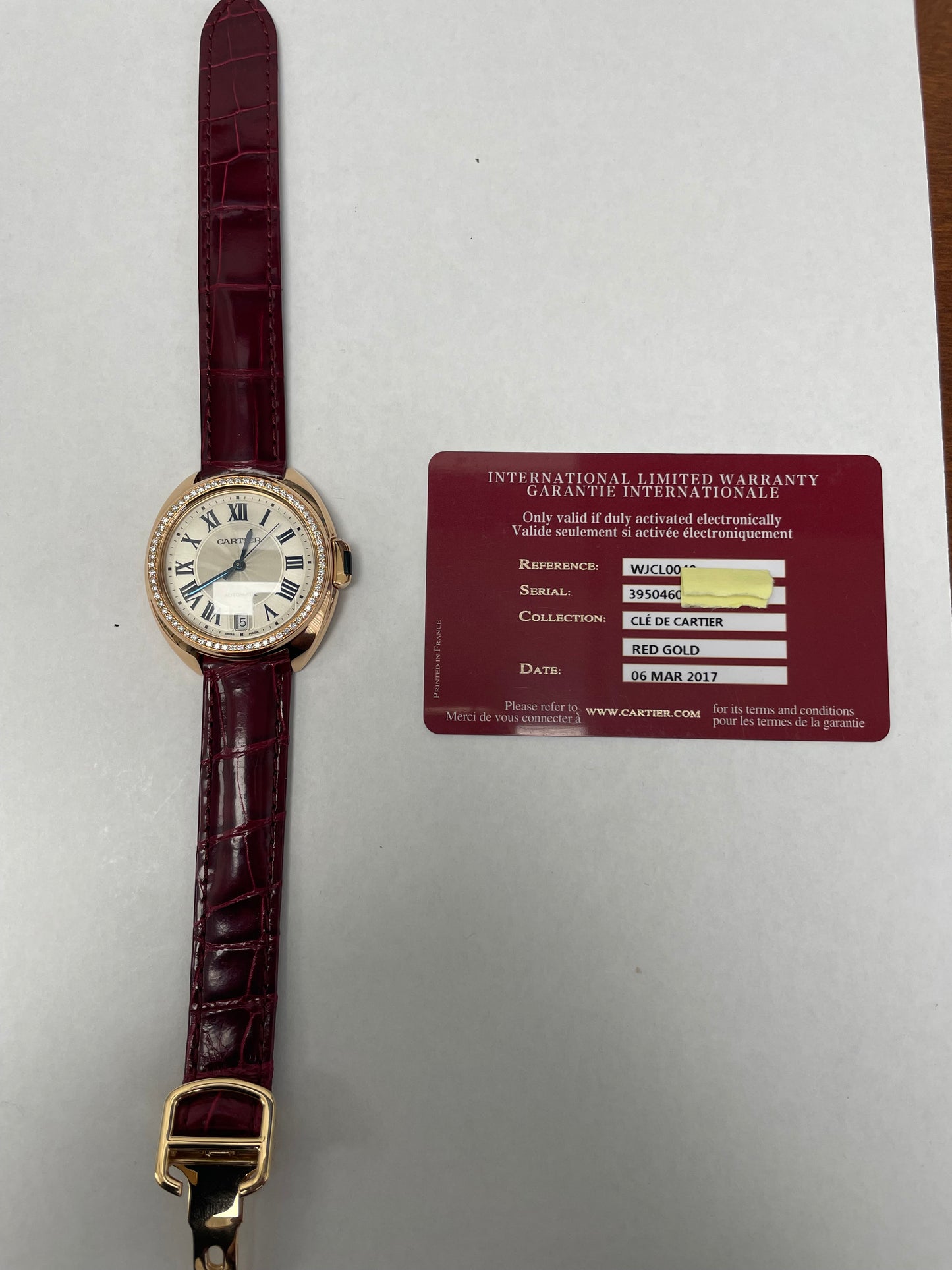 Cartier Cle Silver Dial on Leather Ref. 3950 Card 2017 — view 4