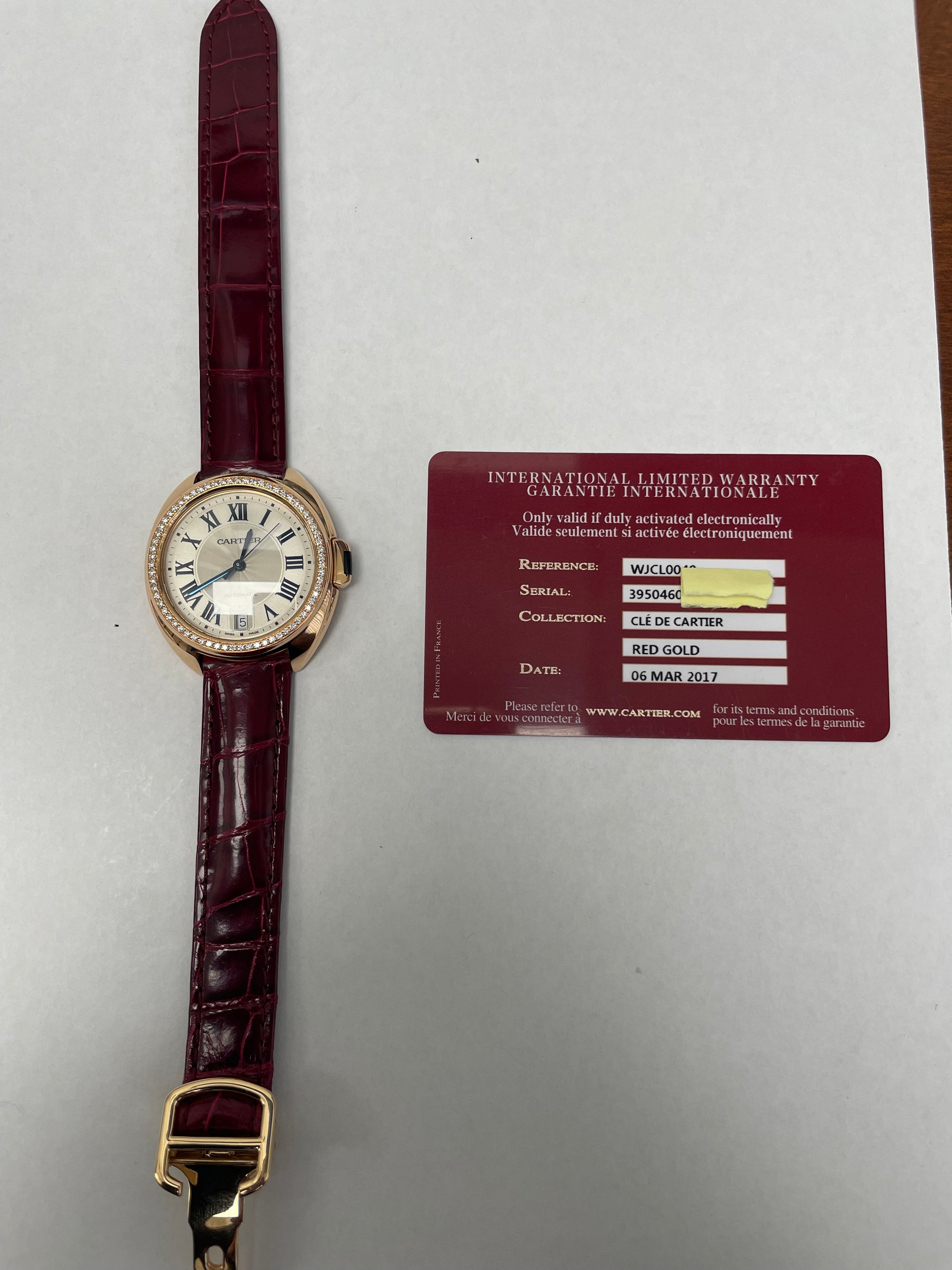 Cartier Cle Silver Dial on Leather Ref. 3950 Card 2017 — view 4