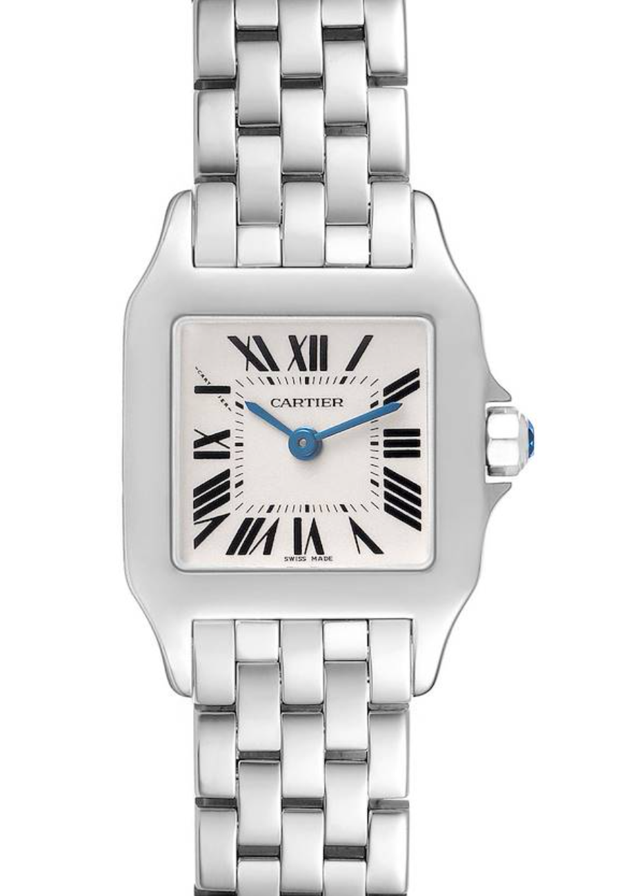 Cartier Santos Demoiselle White Roman Numerals Dial on Stainless Steel Bracelet Ref. W25064Z5 Manuals Only and Box