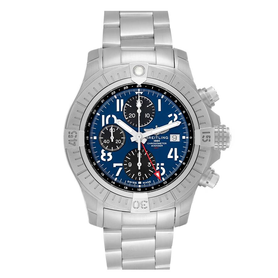 Breitling Avenger Chronograph GMT Blue Arabic Chronograph Dial on Brushed Ref. A24315 Card 2023