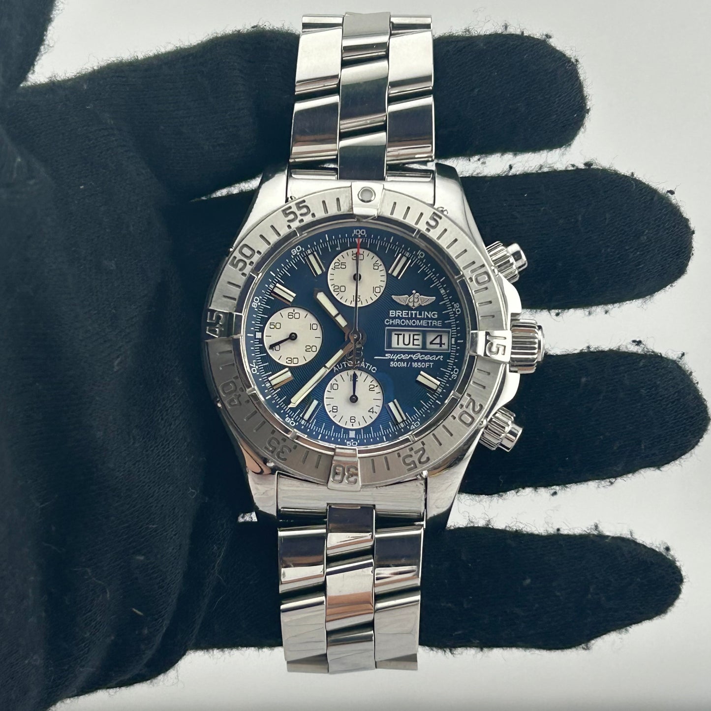 Breitling Superocean Blue / Luminous Hands Dial on Stainless Steel Bracelet Ref. A13340/A111C16PRS Complete 2006 — view 2