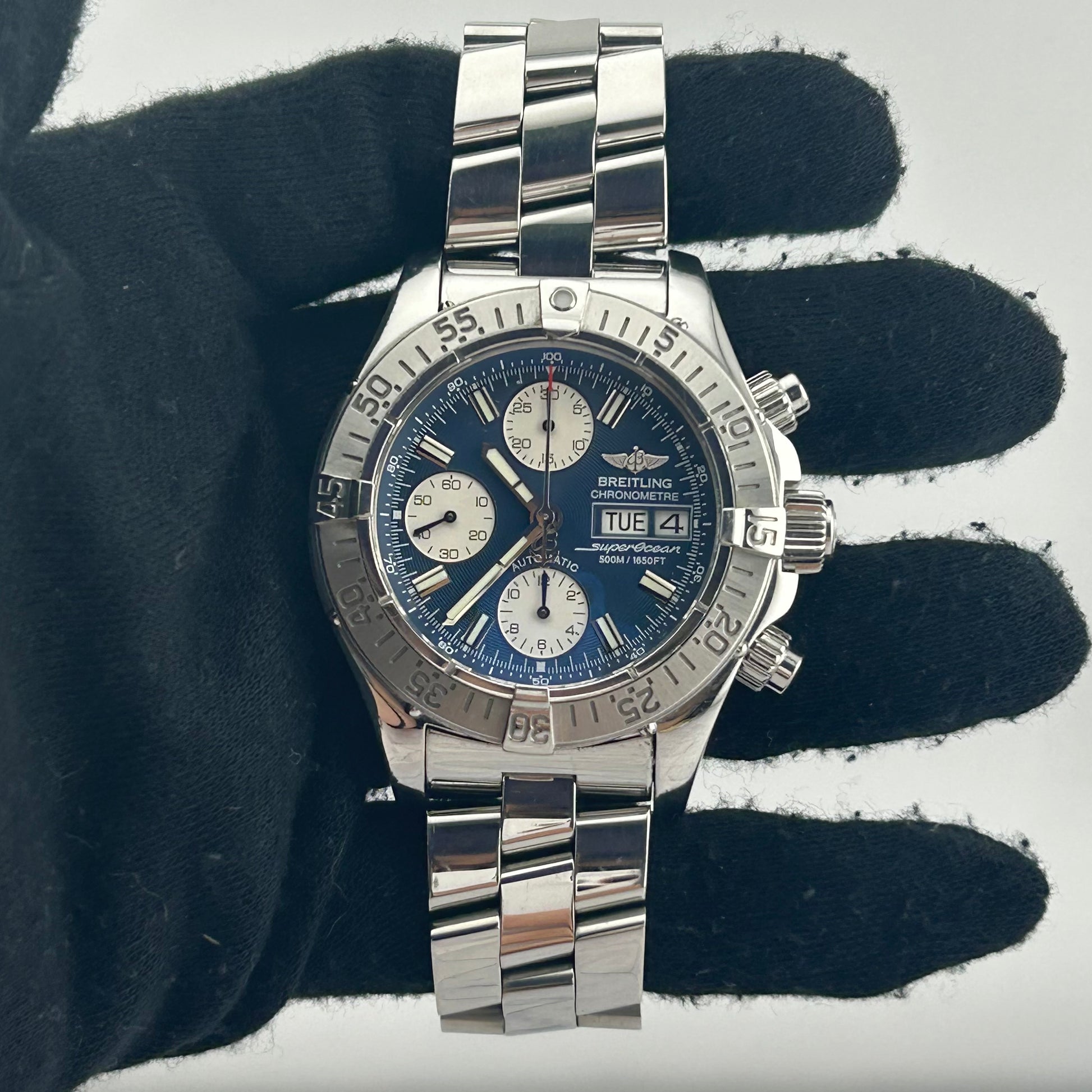 Breitling Superocean Blue / Luminous Hands Dial on Stainless Steel Bracelet Ref. A13340/A111C16PRS Complete 2006 — view 2