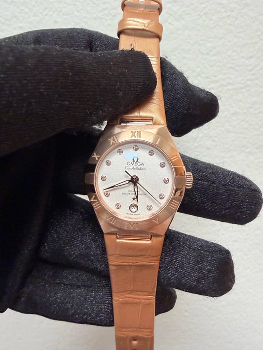 Omega Constellation Co-Axial White Diamond Dial on Leather Strap Ref 131.53.29.20.52.002 with Card