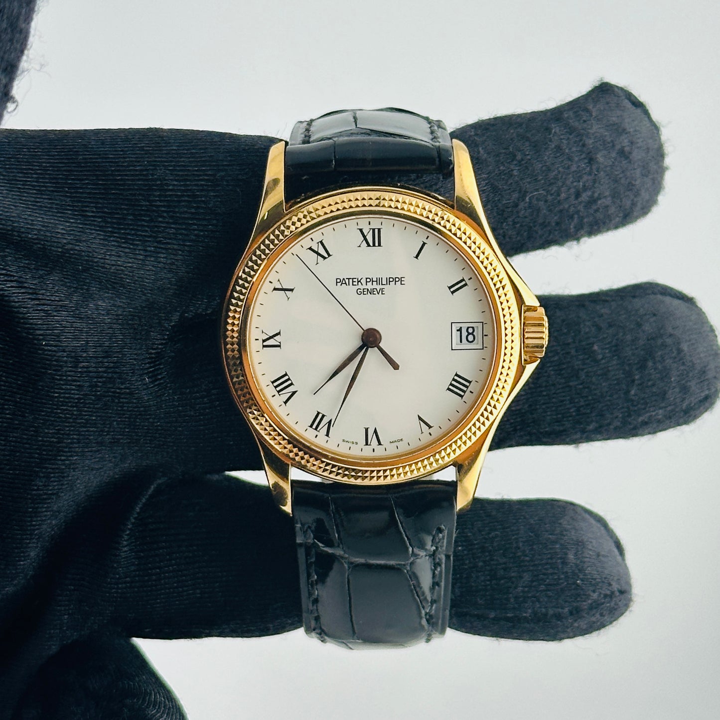 Patek Philippe Calatrava White / Roman Numerals Dial on Leather Band Ref. 5117R — view 2