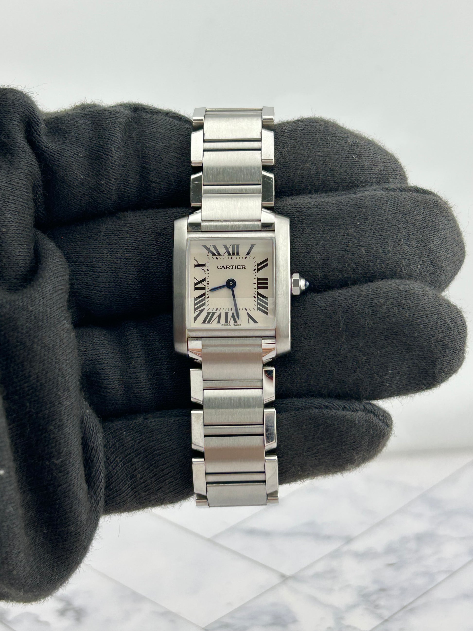 Cartier Tank Francaise Small White Roman Dial on Stainless Steel Ref. 2384 / W51008Q3 — view 2