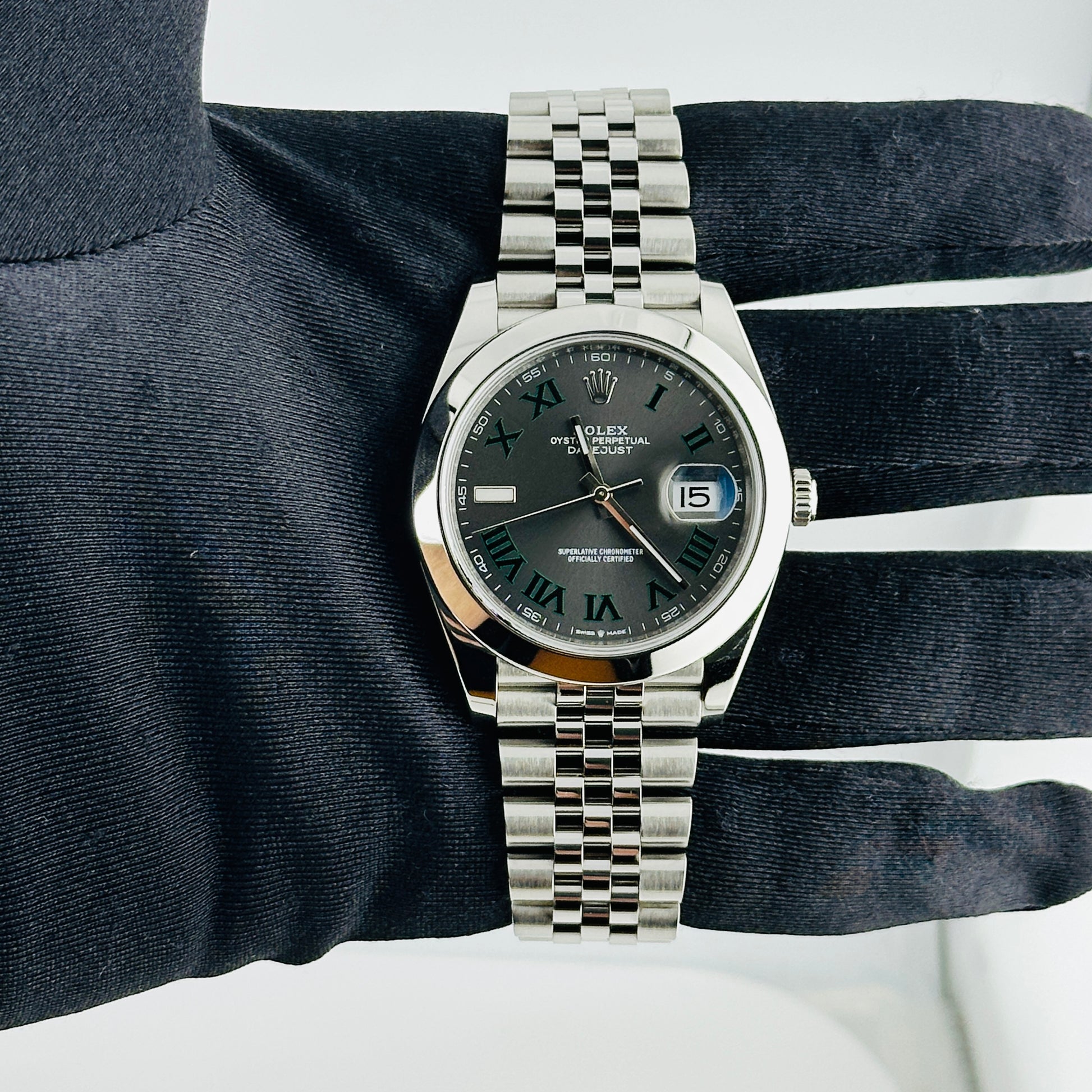 Rolex Datejust Slate Green Roman / Wimbledon Dial on Jubilee Ref. 126300 Card 2018 — view 2