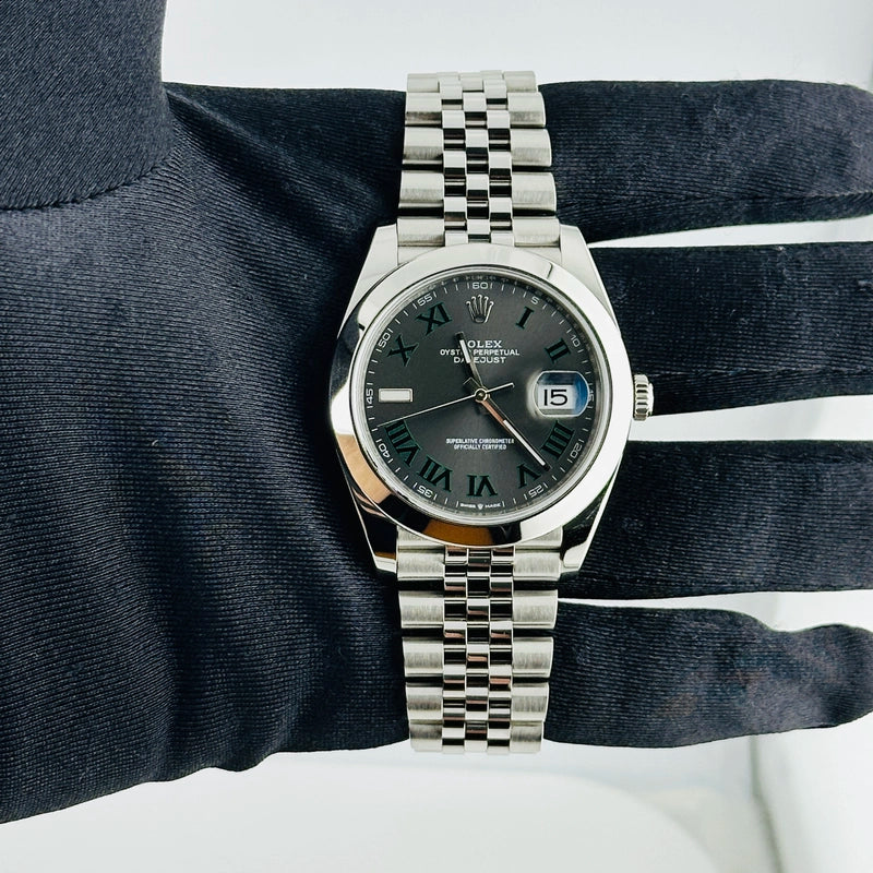 Rolex Datejust Slate Green Roman / Wimbledon Dial on Jubilee Ref 126300 with New Style Card White 2018
