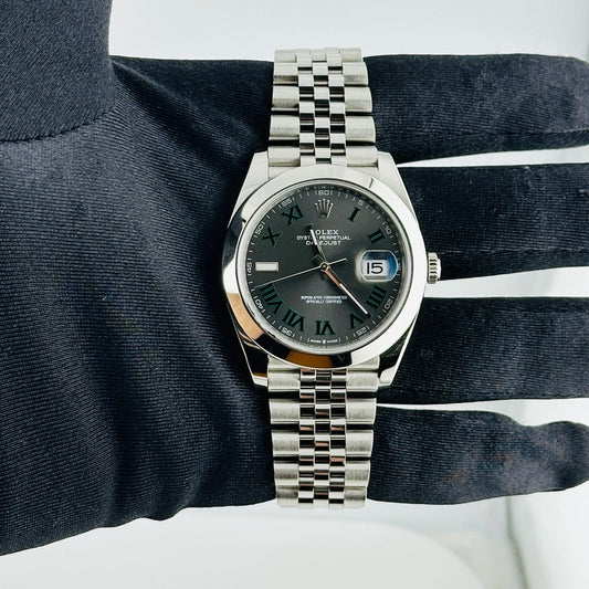 Rolex Datejust Slate Green Roman / Wimbledon Dial on Jubilee Ref 126300 with New Style Card White 2018