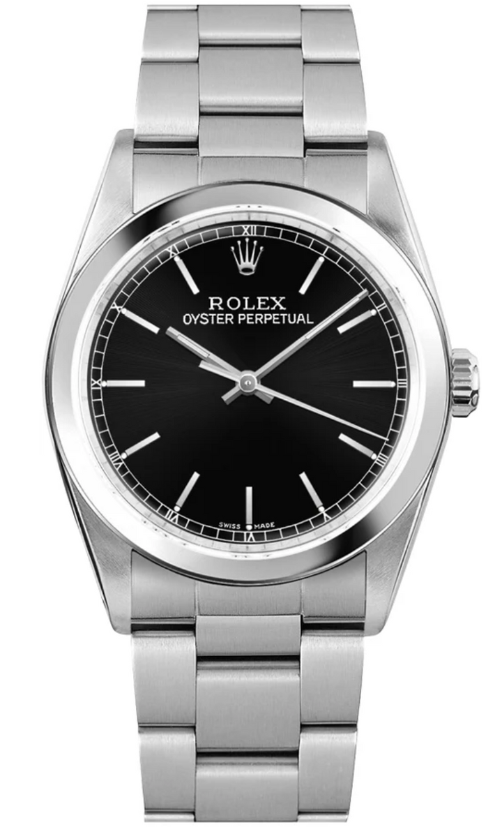 Rolex Oyster Perpetual Black Stick Dial on Oyster Steel Bracelet Ref. 77080 1999