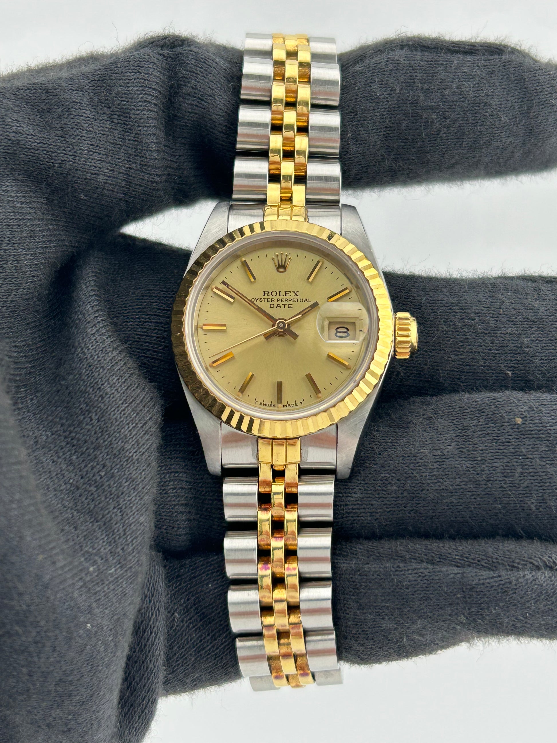 Rolex Datejust Lady Champagne Stick Dial on 2 Tone D Link Jubilee Ref. 69173 1986