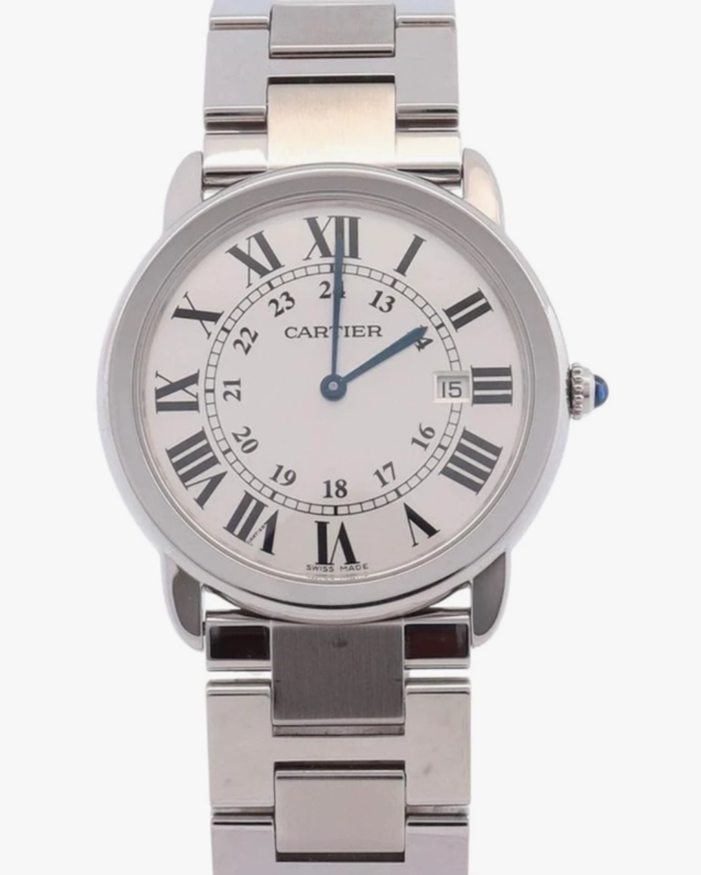 Cartier Ronde Solo Silver Roman Numerals Dial on Stainless Steel Bracelet Ref. W6701005 Card 2016