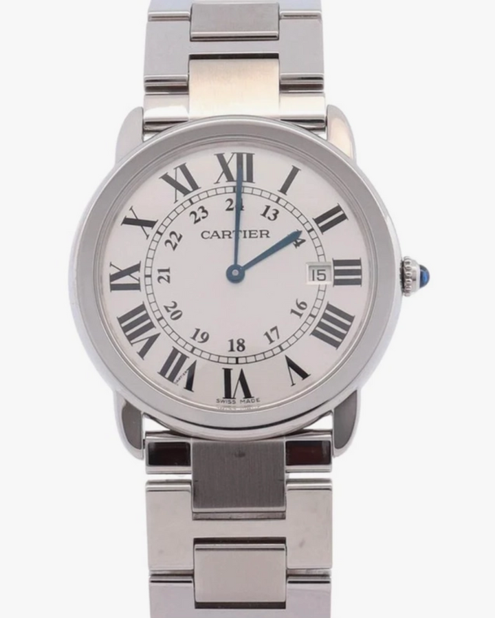 Cartier Ronde Solo Silver Roman Numerals Dial on Stainless Steel Bracelet Ref. W6701005 Card 2016