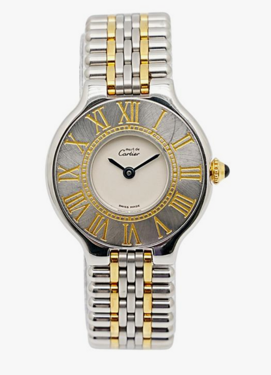 Cartier 21 Must de Cartier White Dial on 2 Tone Bracelet Ref. 125000P