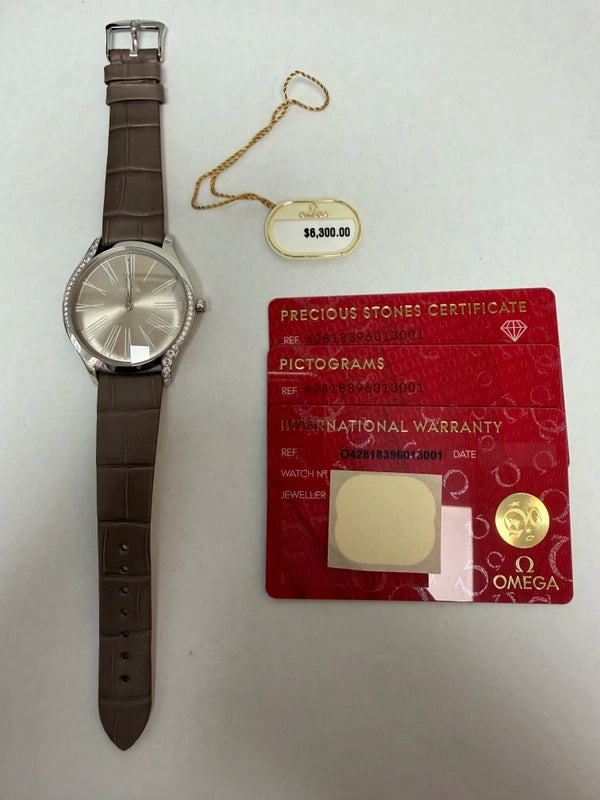 Omega De Ville Trésor Taupe Brown Dial on Taupe Brown Leather Ref 428.18.39.60.13.001 with Card